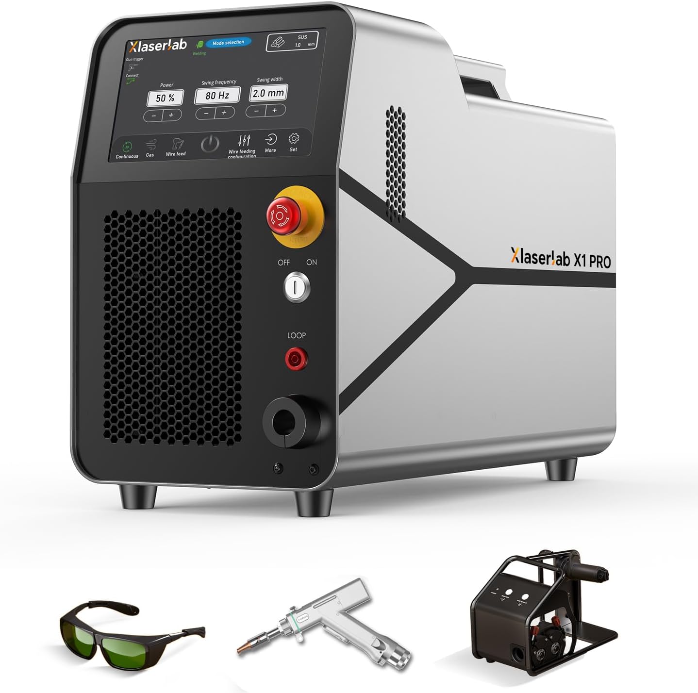 X1pro laser welder review - unboxing contents: main unit, wire feeder, welding gun, nozzles, cables